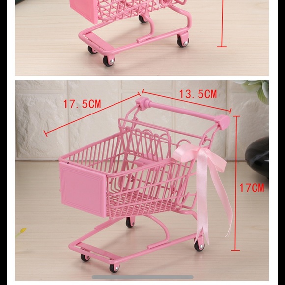 Shopping cart pink iron large decor basket storage - Picture 4 of 4